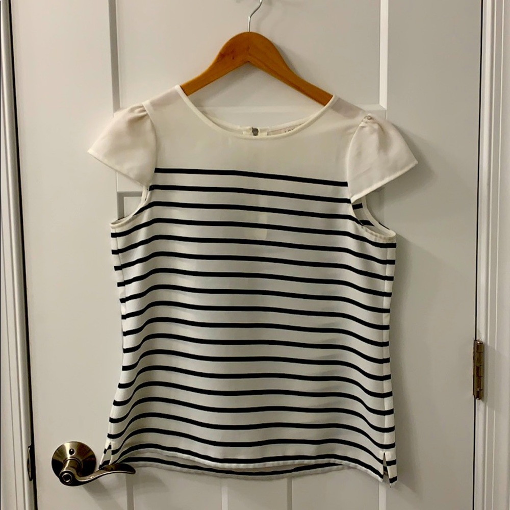 LOFT Striped Cap Sleeve Blouse Size Small Petite